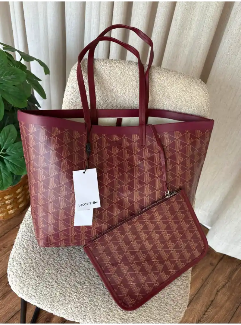 شنطه لاكوست زيلي عنابي