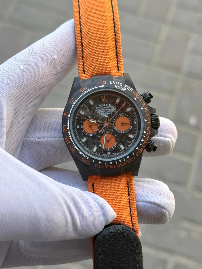 ساعة رولكس قماش برتقالي