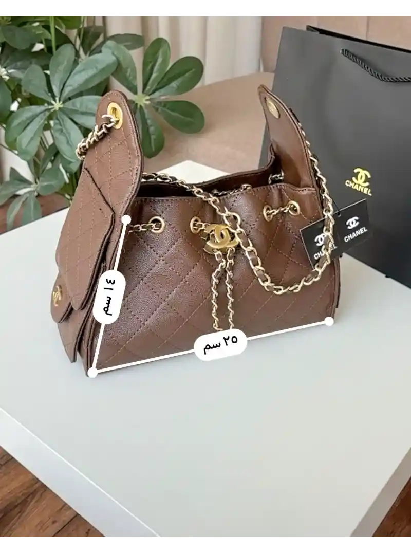 شنطه شانيل جلد بني