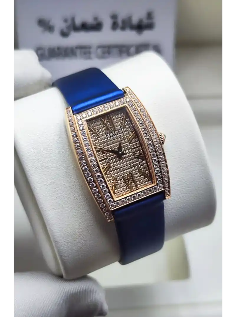ساعة حريمي جلد ازرق