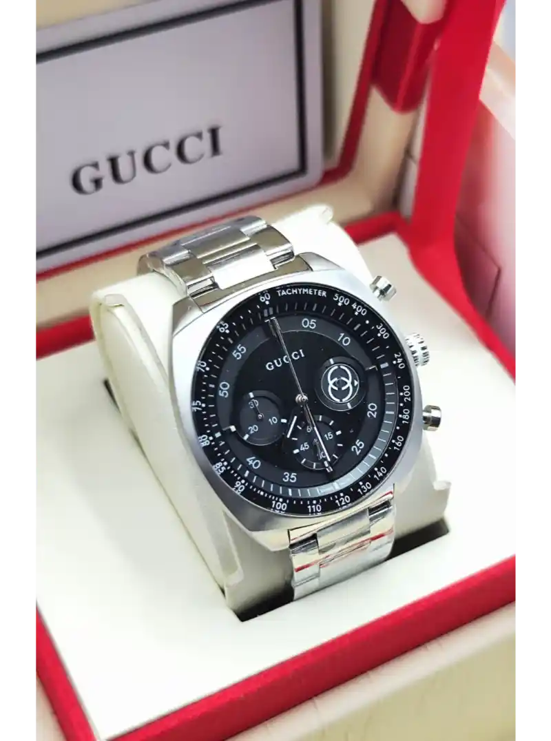 ساعه غوتشي رجاليه فضيه