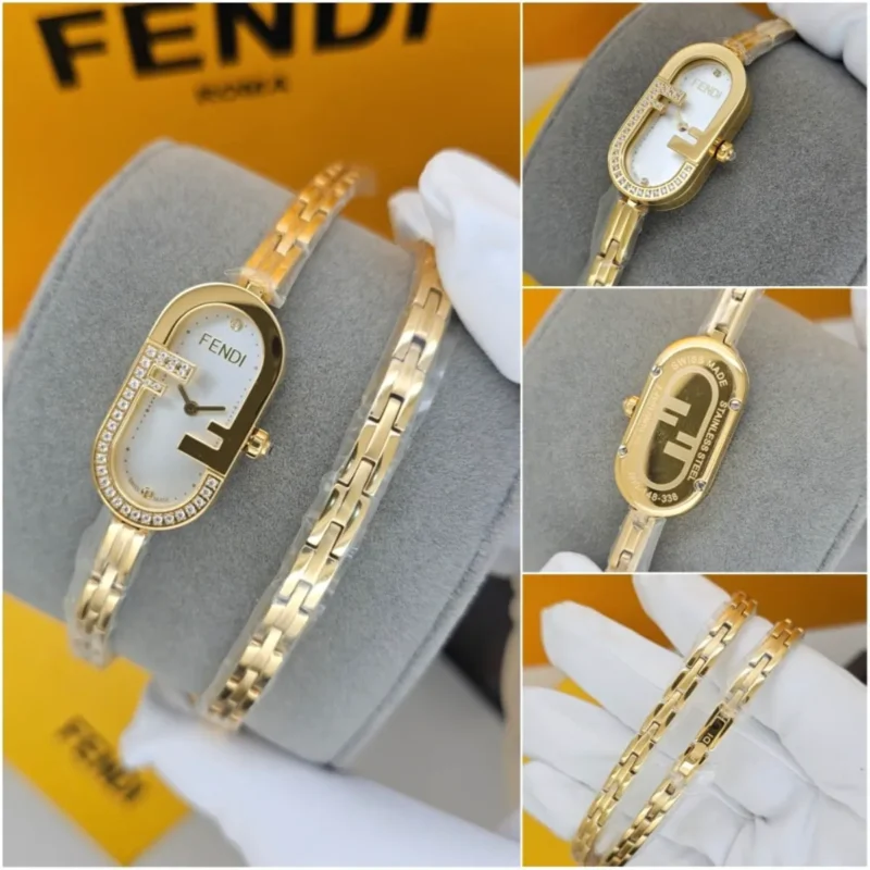 ساعه فندي ذهبيه نسائيه لف