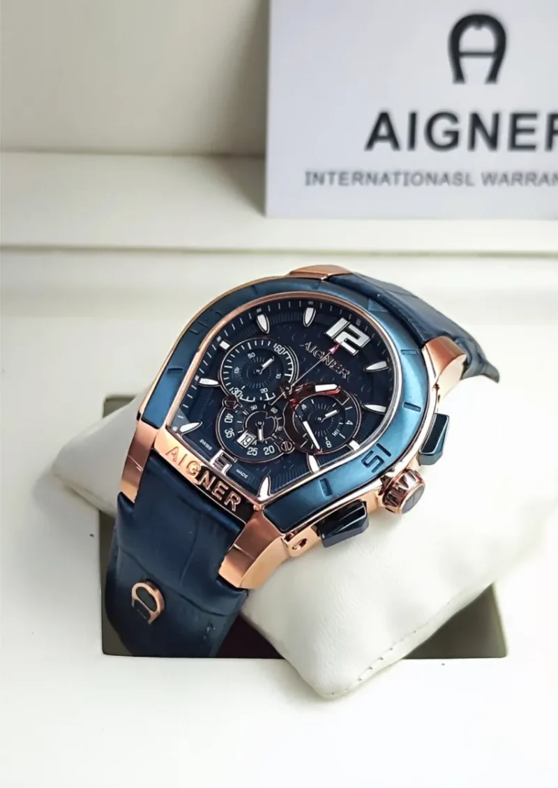 ساعة اقنر رجالية جلد كحلي