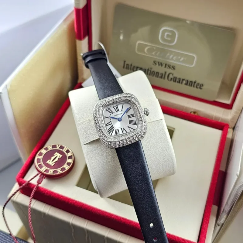 ساعه كارتير نسائيه جلد اسود